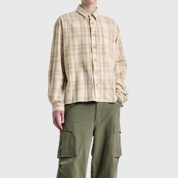 🔥 John Elliott Hemi Oversized Beige Flannel Shirt Medium NEW - Picture 4 of 10
